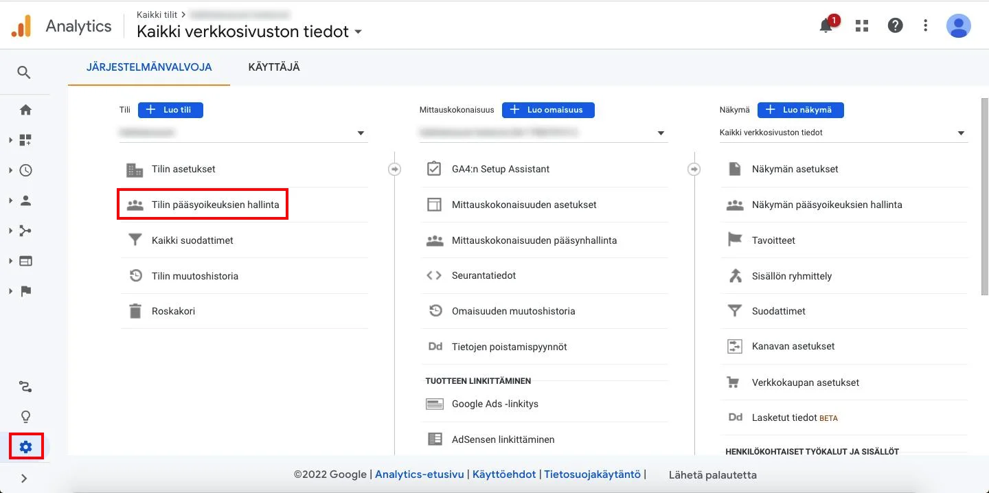 Google Analytics, uusi käyttäjä1