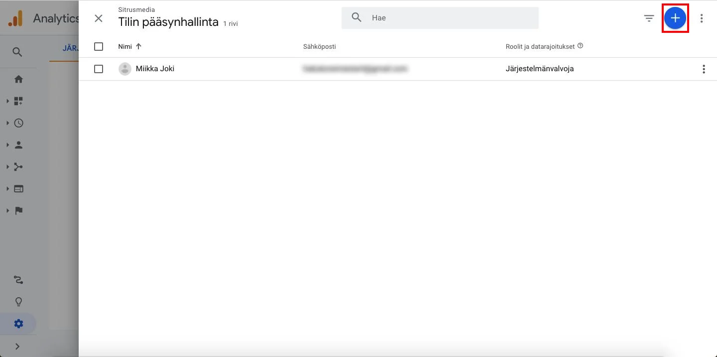 Google Analytics, uusi käyttäjä2