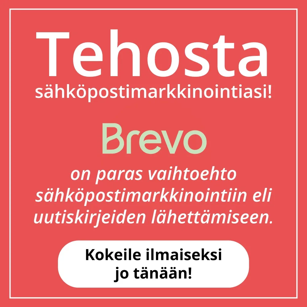 Tehosta sähköpostimarkkinointiasi! Brevo on paras vaihtoehto sähköpostimarkkinointiin lei uutiskirjeiden lähettämiseen. Kokeile ilmaiseksi jo tänään!